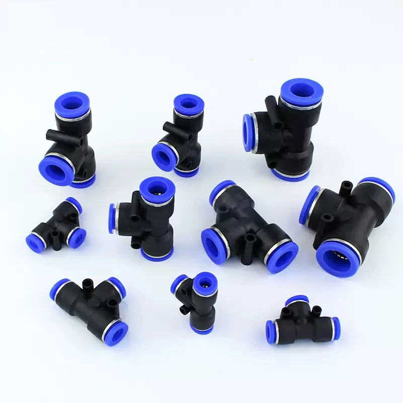 

50/100pcs Pneumatic Connectors PE/PEG Type Pneumatic Fittings Plastic T Type 3-way for 4mm To 16mm 4-6 6-8 8-10 Quick Air