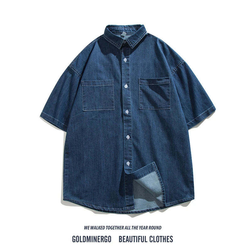 

Свободная мужская джинсовая одежда в стиле ретро в японском стиле irt ort Sve Casual Faion ket, рабочая одежда Jaet, летняя хлопковая однотонная одежда