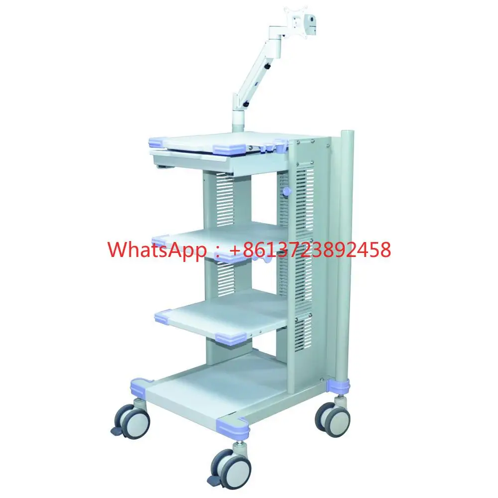 Medical Cart with Universal Wheels Endoscopy Trolley