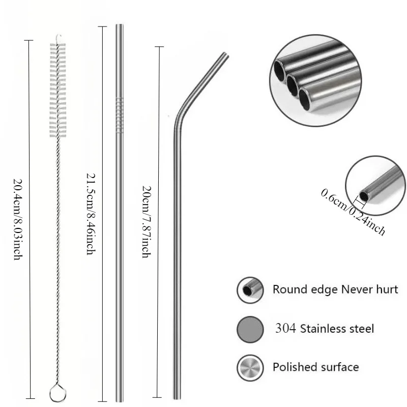 FAIS DU 2/4PC Reusable Metal Straws 0.24
