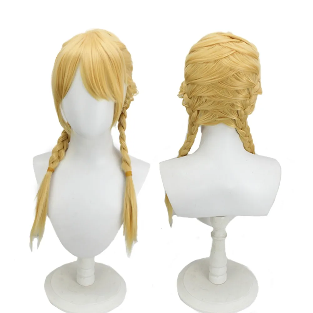 

School Idol Master Kotone Fujita Gold Twin Braids Cosplay Wig for Costume