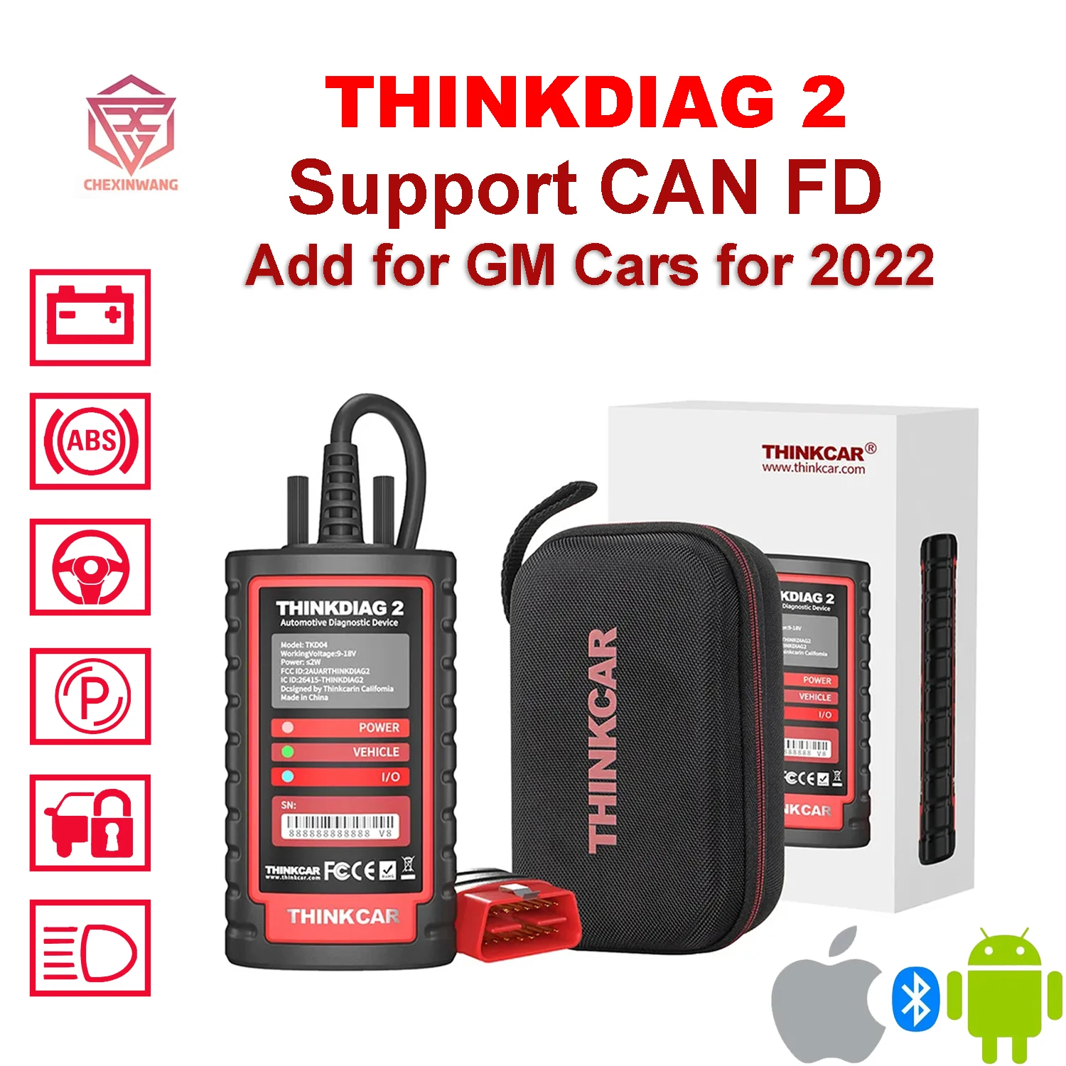 

THINKCAR THINKDIAG 2 Thinkdiag2, полнофункциональный протокол CANFD, 1 год обновления, все системы, кодирование ЭБУ, активное тестирование, 16-кратный автомобиль OBD2 Sca