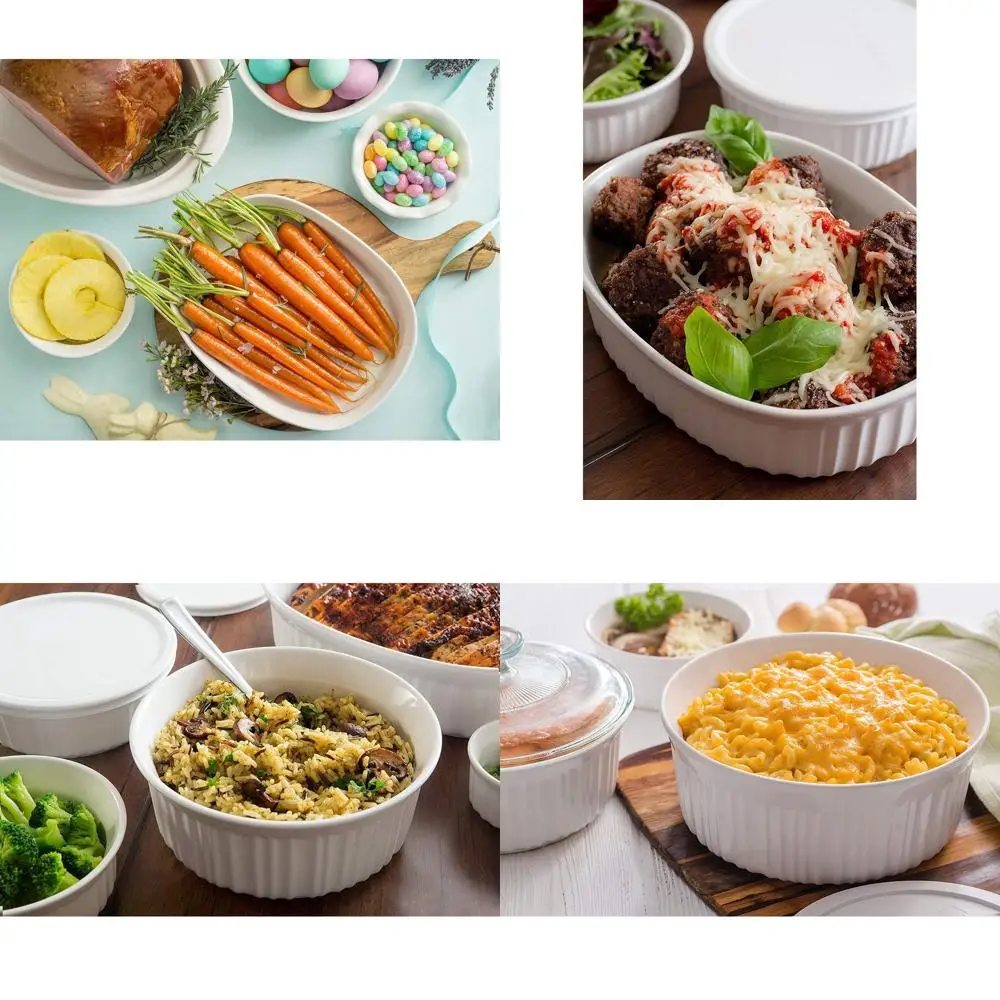 

12-Piece French White Ceramic Bakeware Set with Lids, Stoneware Baking Dishes - Chip & Crack Resistant, Safe for Microwave, Dish