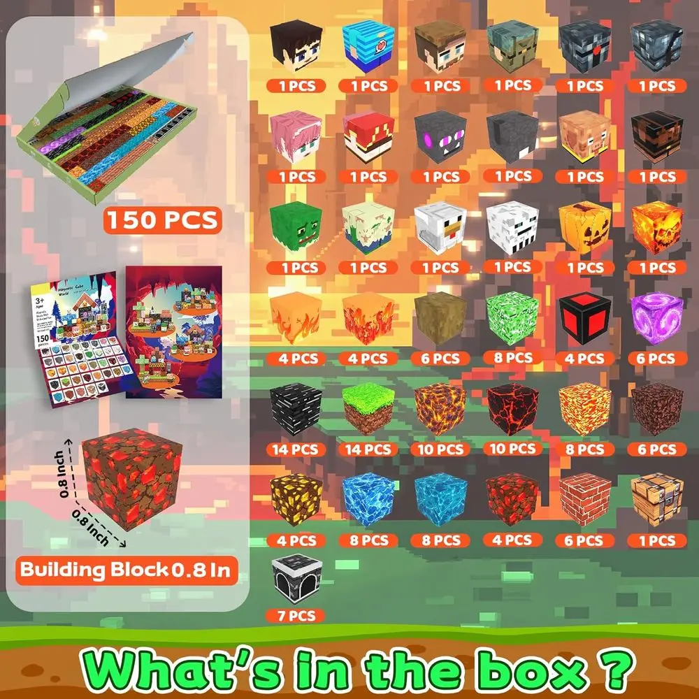 Magnetic Building Blocks - 150-Piece Set for Kids, Ideal Gift for Ages 3-12