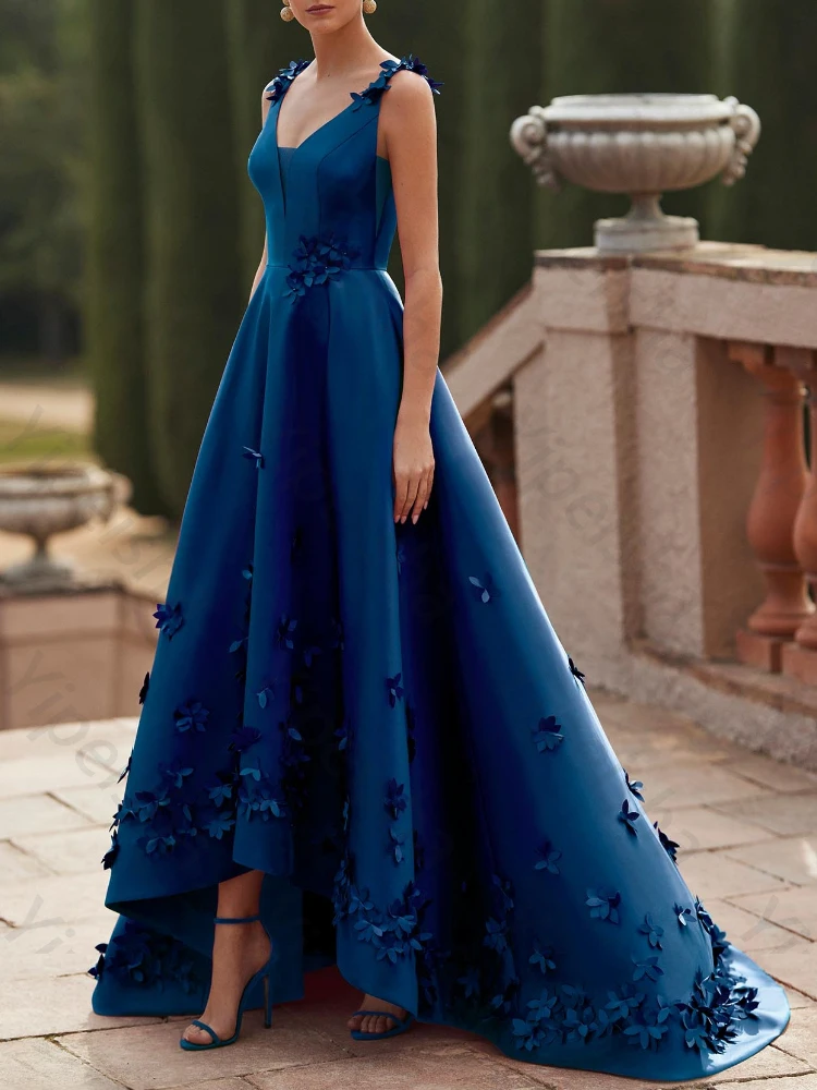 

Элегантные вечерние платья, модные 3D цветы, платье трапециевидной формы с открытой спиной, изысканные платья высокого качества для выпускного вечера для женщин по индивидуальному заказу