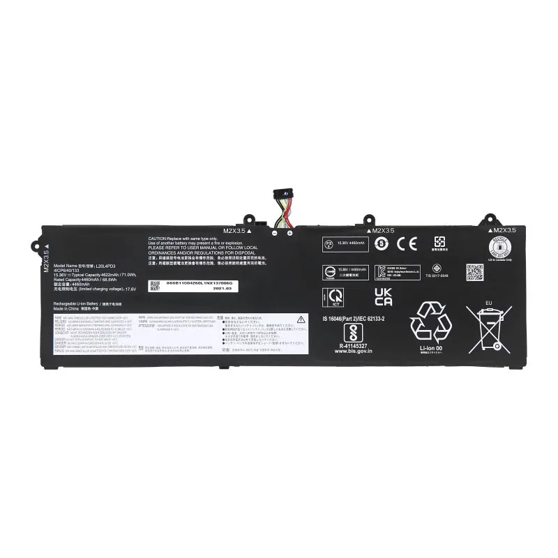 15.36V 71Wh L20M4PD3 L20L4PD3 Laptop Battery for Lenovo ThinkBook 16p G2 ACH Series 20YM0009GE 20YM000BGE 5B11C04261R9000X 2021R