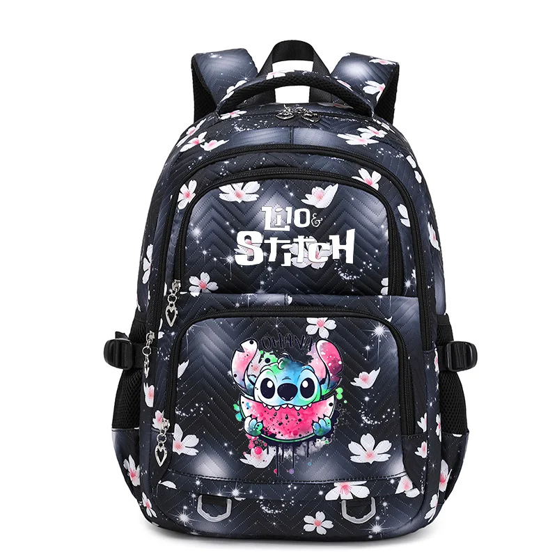 Mochila Floral Portátil para Mulheres, Bolsa de Viagem Impermeável para Meninas Adolescentes, Exquisite Bookbag para Estudantes, Lilo Stitch, Moda Feminina