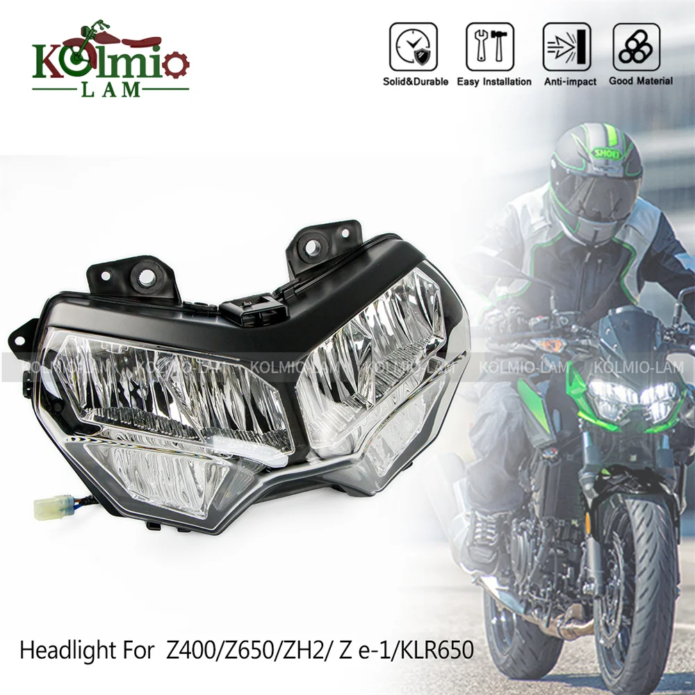 

Fit for Kawasaki Z250 Z650 Z400 Z900 KLR650 Z H2 Motorcycle Headlight Headlamp Assembly 2020 2021 2022 2023 Z e-1 LED Head Light
