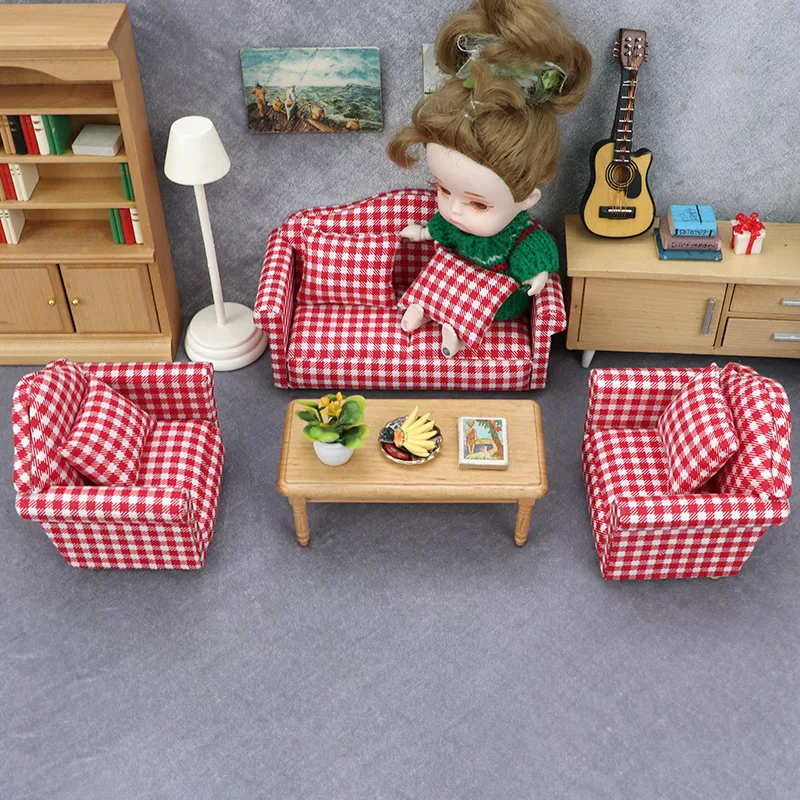 1:12 Mini niedlichen Puppen Sofa Kissen Set Simulation Puppenhaus Möbel Spielzeug Miniatur Puppenhaus Zubehör Kinder Spielzeug Geschenk