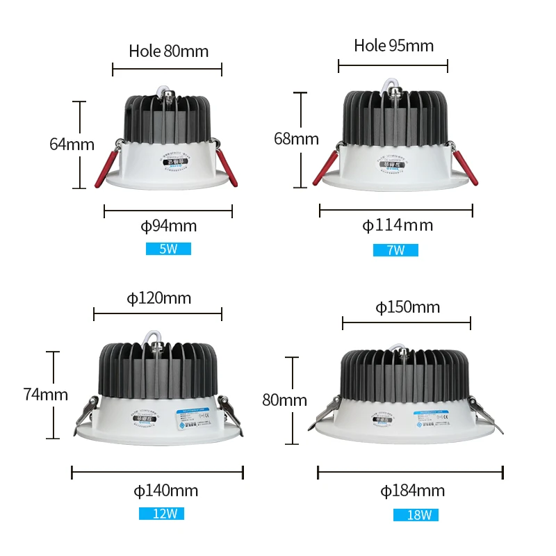 Oprawa typu downlight LED 12V IP65 Wodoodporna instalacja powierzchni zewnętrznej Lampa sufitowa łazienkowa 5W 7W 12W 18W Reflektory