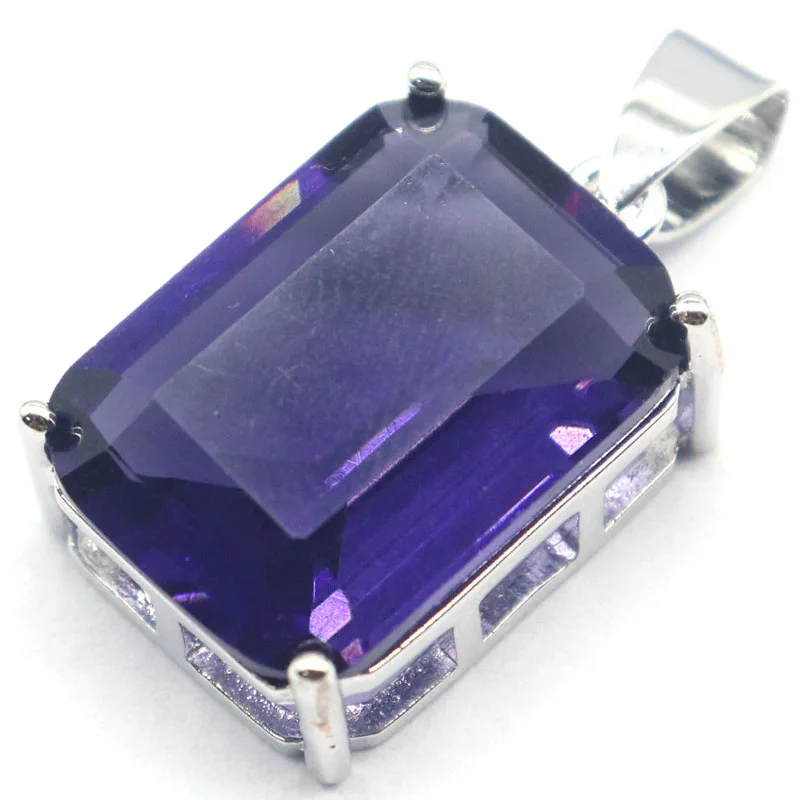 Buy 4 Get 1 Free 23x13mm Rectangle Green Peridot Swiss Blue Topaz Purple Spinel For Sister Daily Wear Silver Pendant