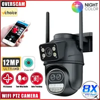 12MP 6K WIFI Camera 8X Zoom Three Lens WiFi Security 4MP IP Camera Color Night Vision Ai Auto Tracking Surveillance Camera ICSee