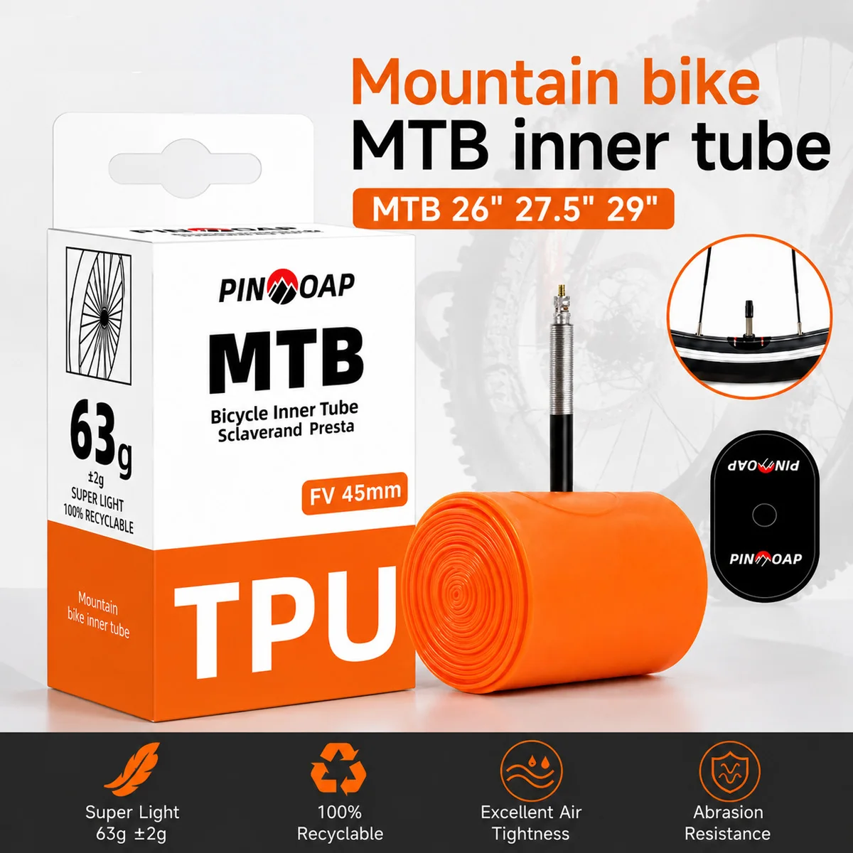MTB Fahrradschlauch Mountainbike Innenschlauch Leichter Reifenersatzschlauch für Mountainbike- und Trailfahrten Fahrradzubehör 1 Stück