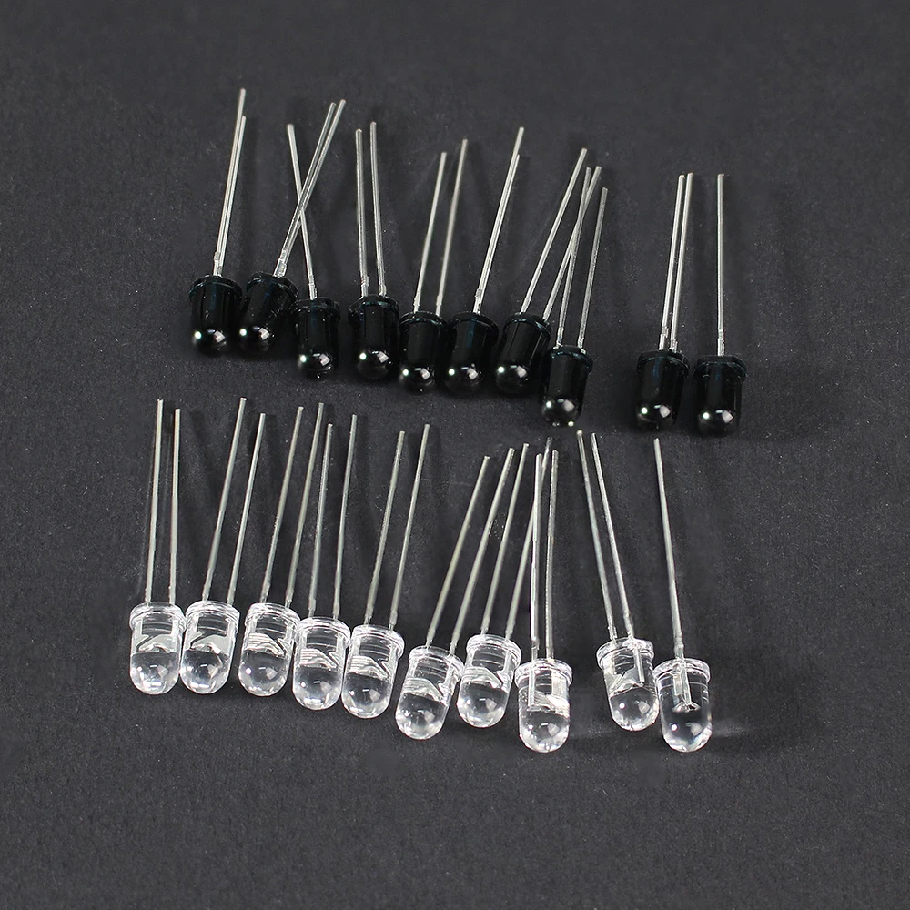 10 juegos de kit de emisor y receptor LED infrarrojo de 3 mm (F3) 5 mm (F5) diodos de 940 nm 1,4-1,6 V 20 mA para proyectos de control remoto con sensor