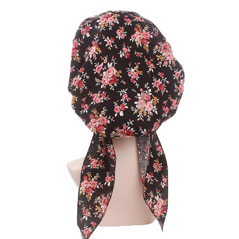 สตรี Chemo หมวกหมวกผ้าพันคอ Pre-Tied Headwear Bandana ยืดนุ่ม