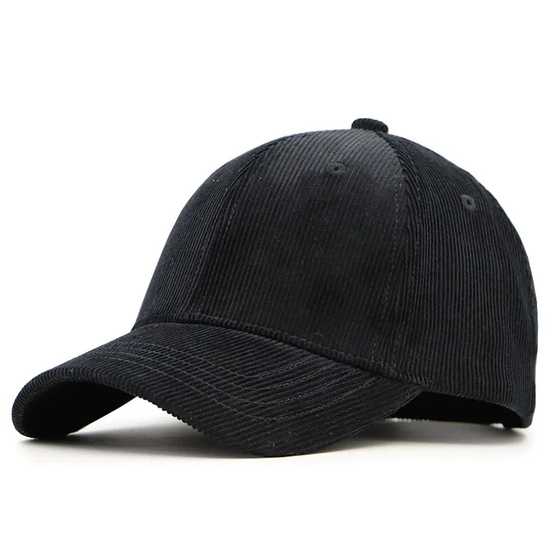 Cordmütze für Herren mit großem Kopfumfang, Baseballkappe für Herbst und Winter, Sonnenhut mit tiefem Schirm, schlichte Baseballkappe – Detail 1