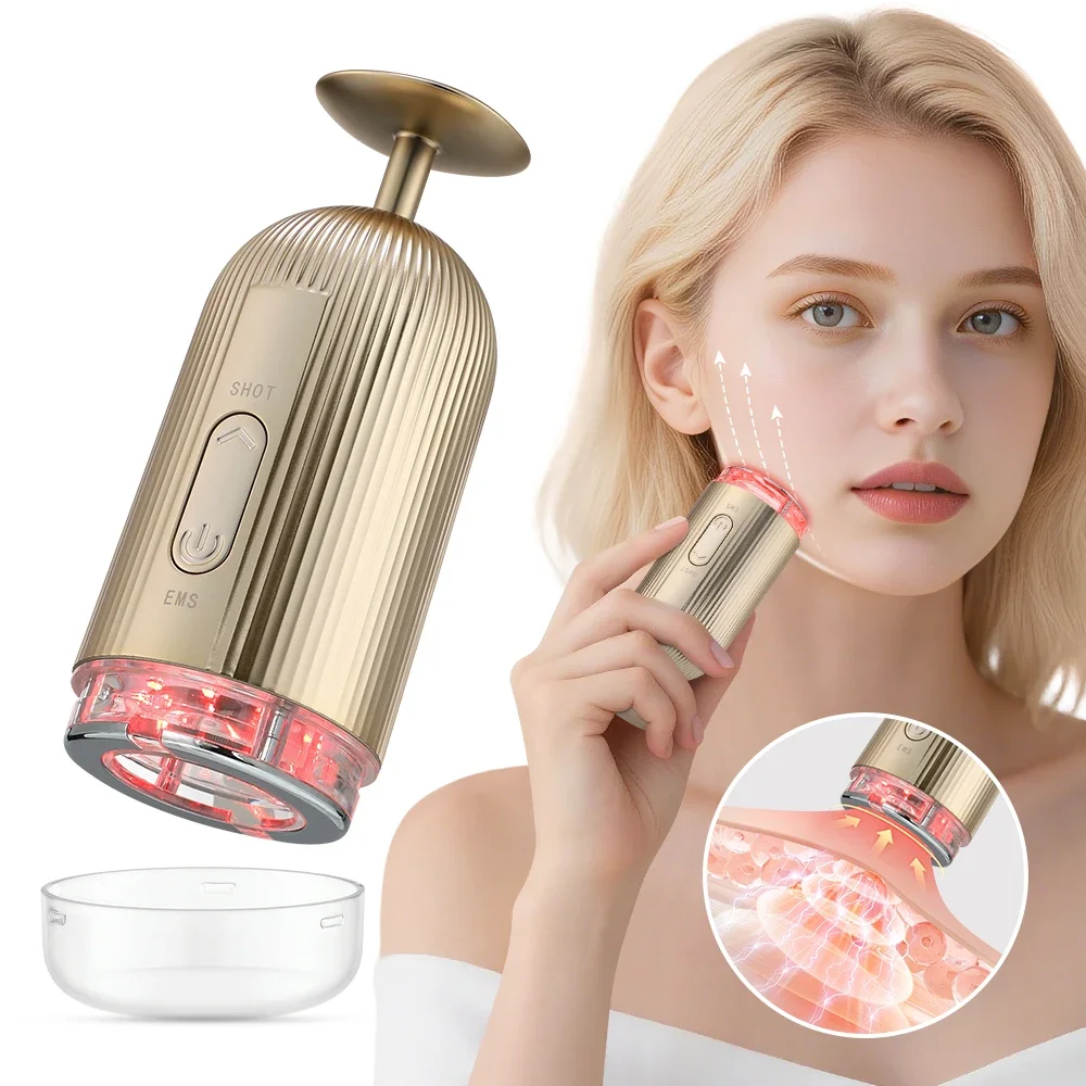 Customizable Microcurrent Facial Slimming Massager Skin Tightening 4 Colors LED Light Vacuum Cupping EMS Face Lifting Facial
