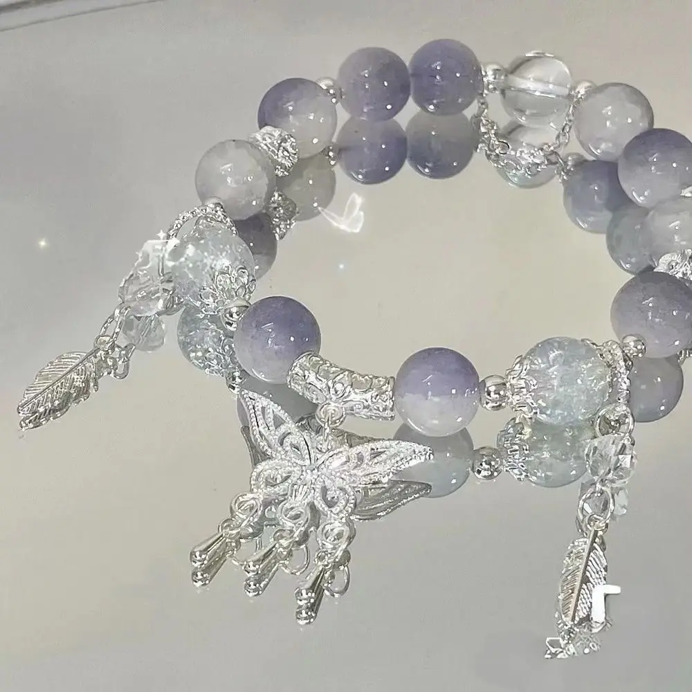 Butterfly Star Moon Flower Pendant Glazed Bracelet with Colorful Beads Jewelry Gift Lucky Bracelet Beauty Accessory Bead Chain