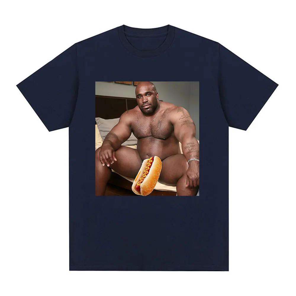 Big Dick Black Guy Meme Barry Wood Funny Hot Dog T-shirt Men's Clothing Fashion Vintage T-shirts Cotton Casual Harajuku T Shirts