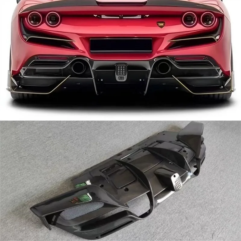 

Для Ferrari F8 настоящий углеродное волокно автомобиля, задний бампер, диффузор для губ, сплиттер, спойлер, задние автомобильные аксессуары, комплект кузова