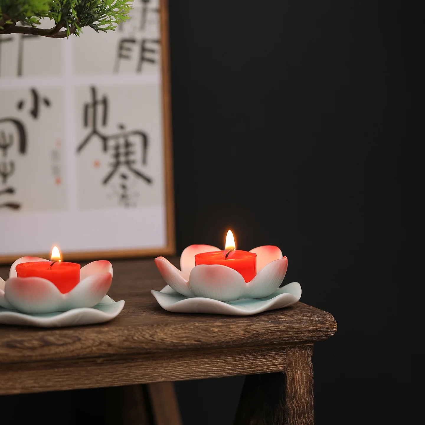 HYS Ceramic Lotus Candle Holder Candle Holder Ghee Lamp Buddha Lamp Buddha Front Supply Lamp Buddha Utensils Premium
