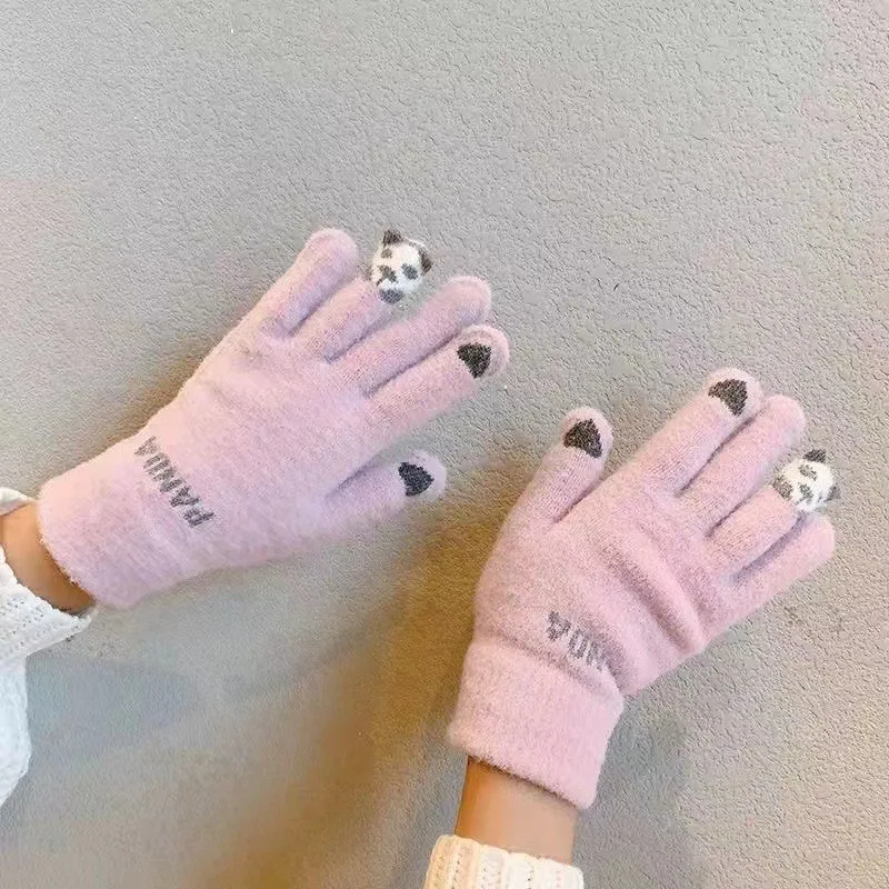 Перчатки для набора текста, теплые плюшевые зимние женские перчатки для катания на велосипеде с сенсорным экраном, кончики пальцев, нескользящие эластичные уличные перчатки
