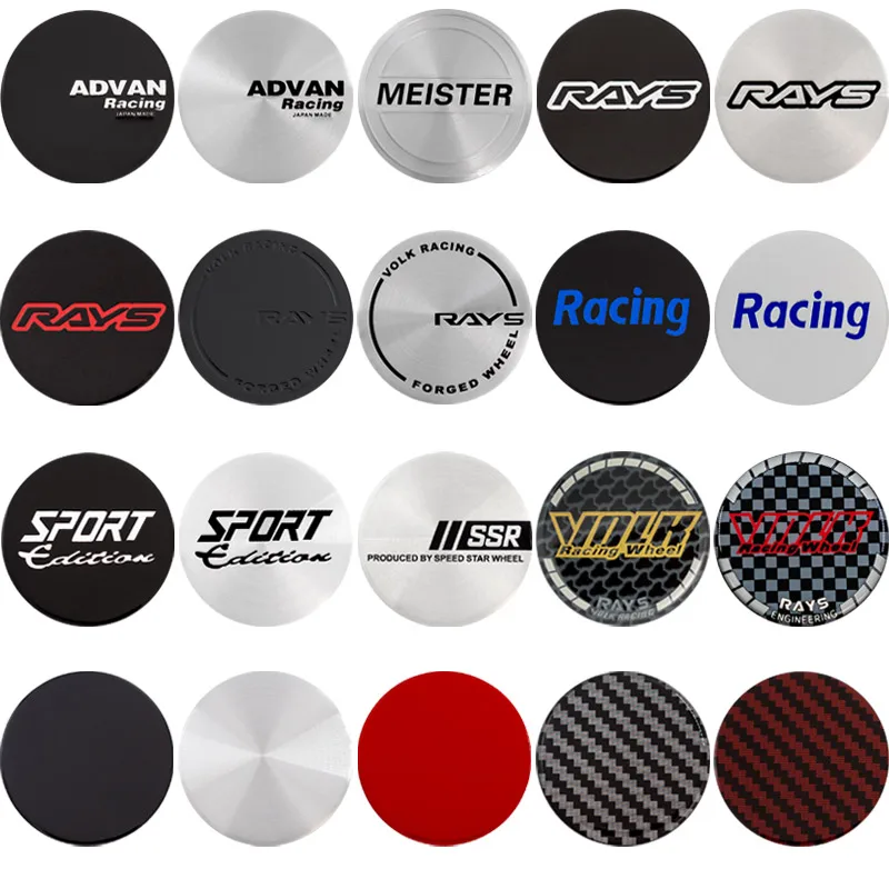 4PCS/LOT 50MM SPORT Racing VOLK RAYS SSR ADVAN Car Wheel Center Hub Cap Sticker Decal car styling accessories