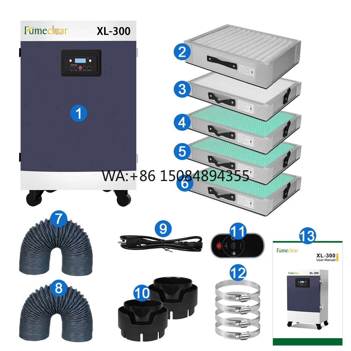 H13 330W 5-stage Filters  Extractor and air Purifier with HEPA Filter for Co2 Laser Cutting/engraving Machine