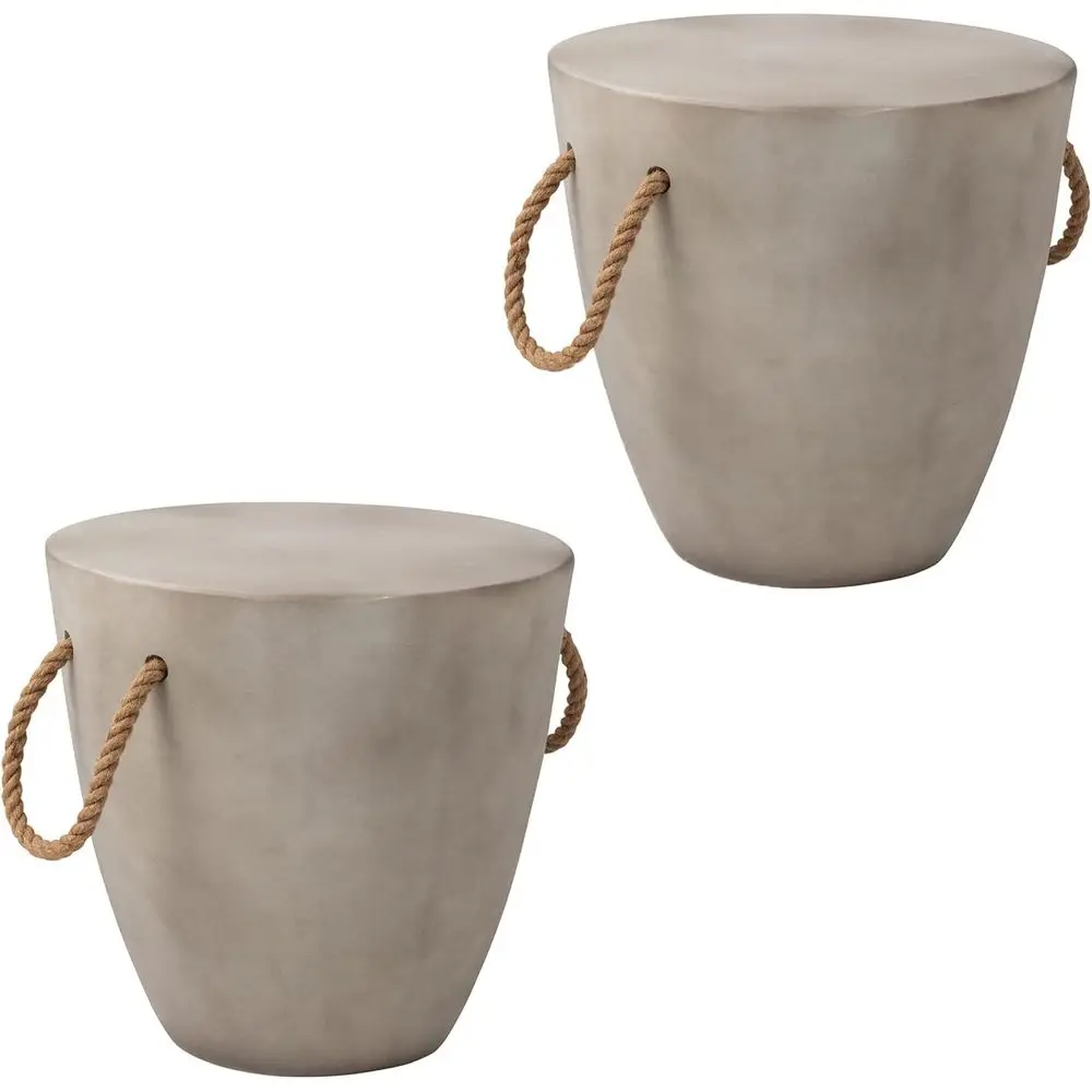 

2-Piece Concrete Outdoor Side Table Set, 17 High, Grey Accent Table for Patio, Garden, Living Room