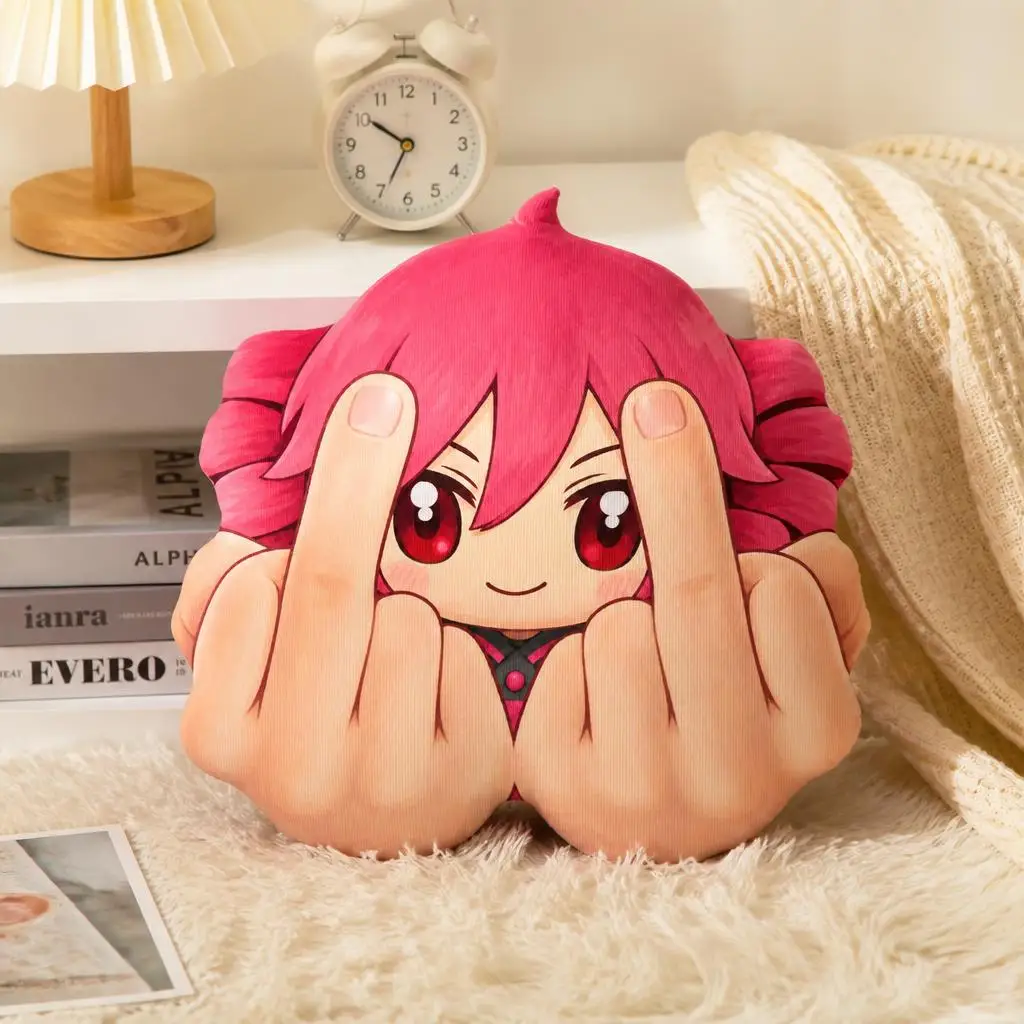 Kasane Teto Anime Double Middle Finger Shaped Pillow Cushion Novelty Throw Pillow Sofa Bed Home Decor Gift for Anime Fans