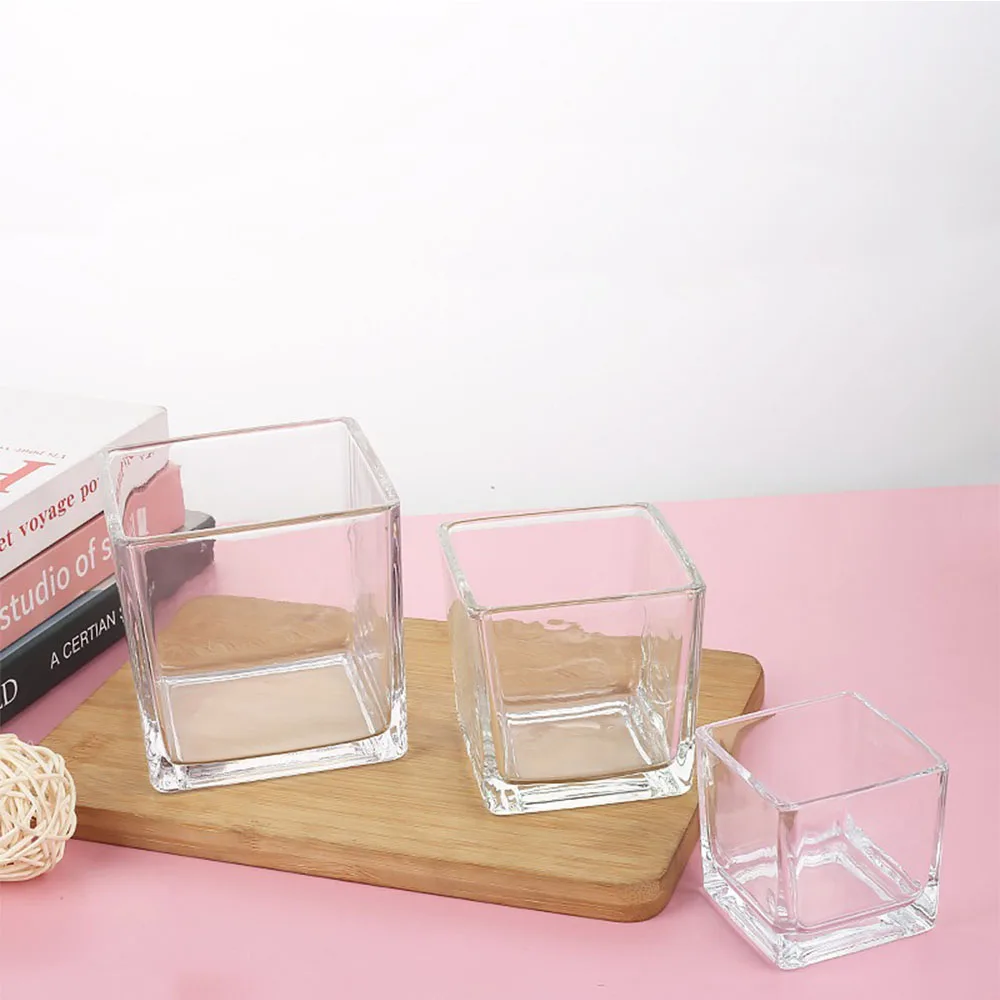 Geometry Square Candlestick Incense Making Candles Jar Supplies Transparent Glass Home Bedroom Desktop Decor DIY Tea Cup Gifts