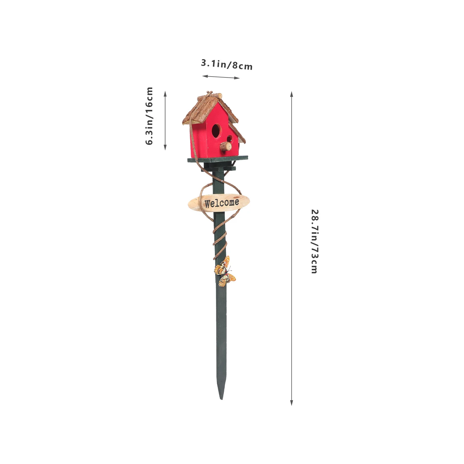 

Garden Bird House Decorative Stake Small Wooden Nest Yard Lawn Outdoor Decoration Random Color. for garden