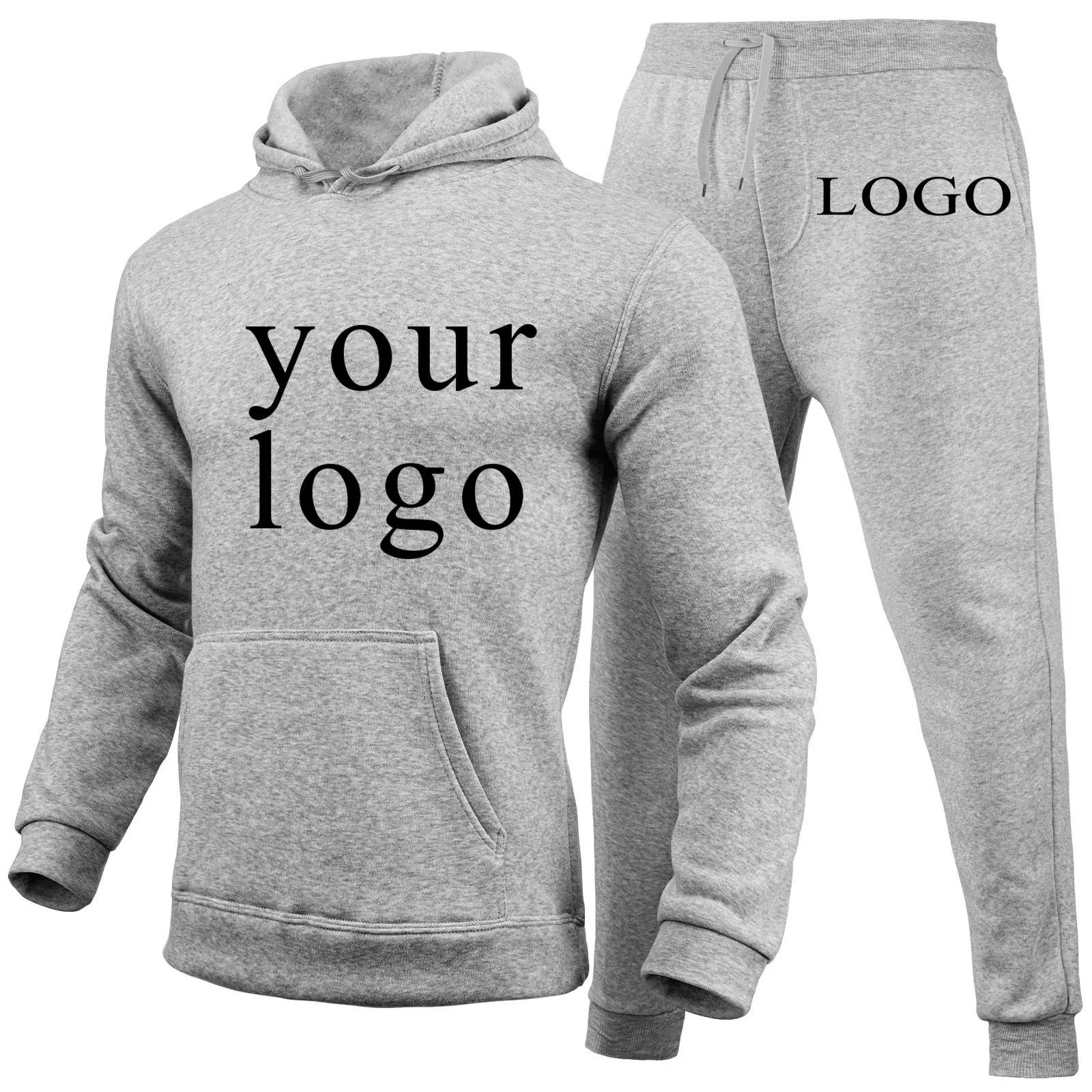 Votre propre Logo de marque de conception/image personnalisée partout hommes femmes bricolage sweats à capuche et pantalons ensemble mode nouveau