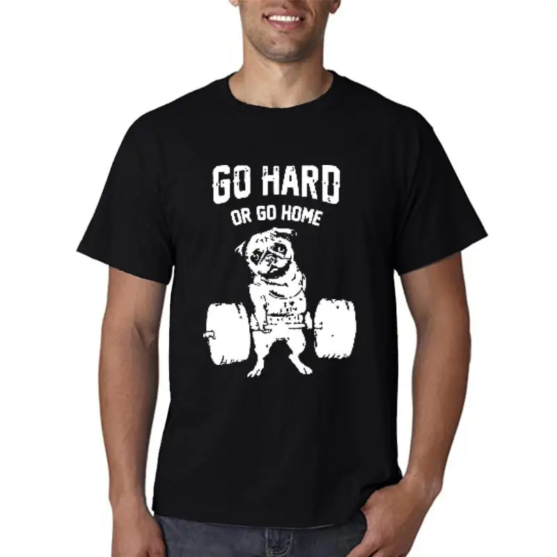 top quality100% cotton men Tshirt causl short sleeve crewneck go hard or go home pug mens t shirt tops tees shirt