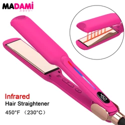 Profissional Infravermelho Alisador e Modelador De Cabelo, Placa De Titânio, Aquecimento Rápido, Flat Iron, Ferramenta De Estilo De Salão, 230 ℃, 450 °F, 110V-240V