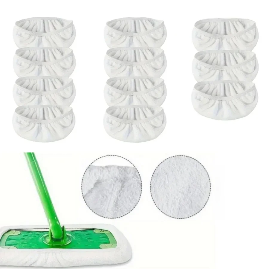 

11 Piece Dry Wet Dual-use White Mop Cloth, Perfect for Multi Surface Cleaning in Living Rooms, Bedrooms, Bathrooms, and Kitchens