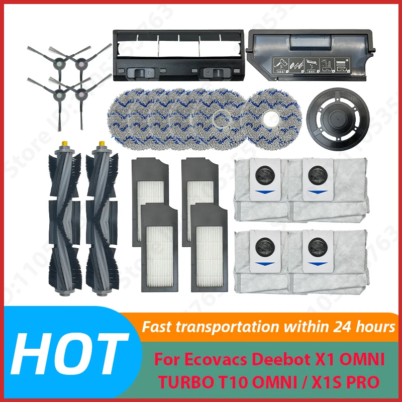 

For Ecovacs Deebot X1 OMNI/TURBO T10 OMNI / X1S PRO Dust Box Main Side Brush Filter Mop Rag Dust Bags Accessories