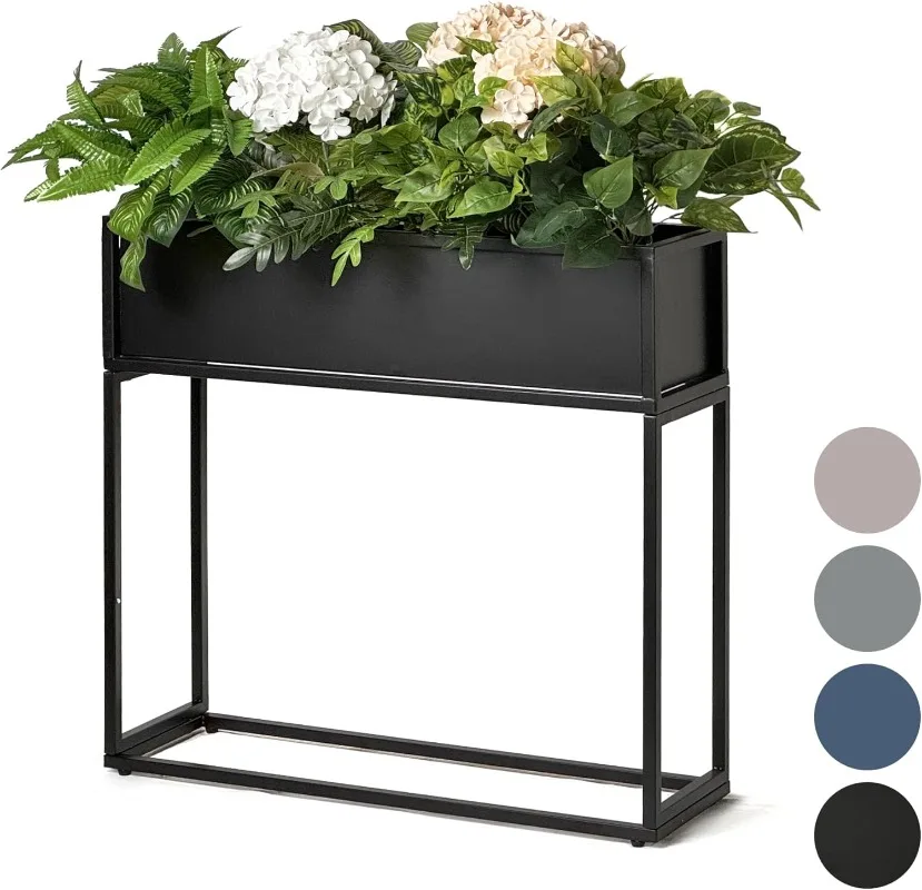 Elevated Planter Box - 28 Inch Durable Raised Garden Bed for Herbs and Flowers - Stylish Tall Rectangular Planter