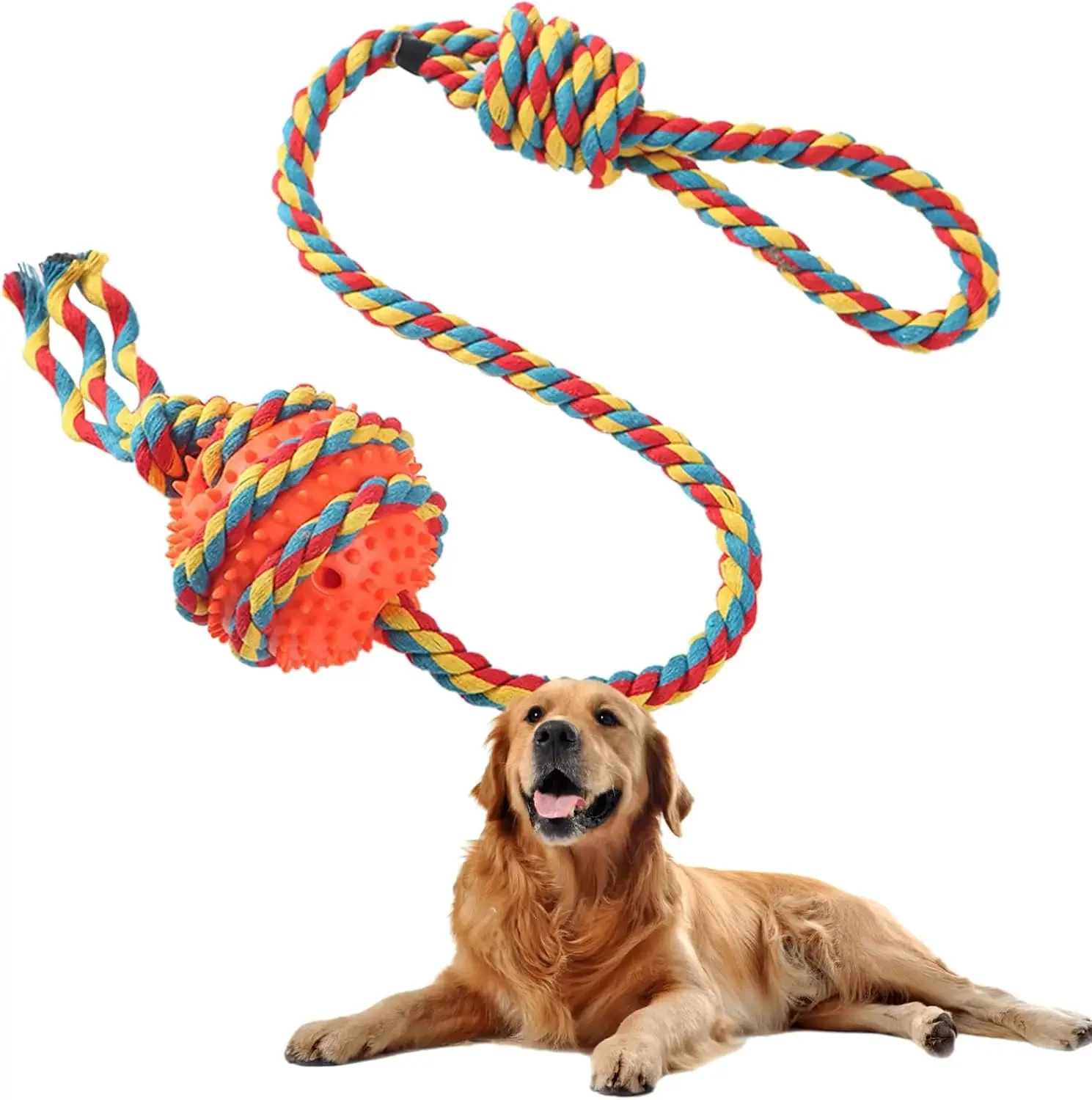 Dog Rope Chew Toys, Strong Durable Ball Toy, Knot Rope for Tug of War, Teeth Cleaning, Boredom, Interactive Supplies