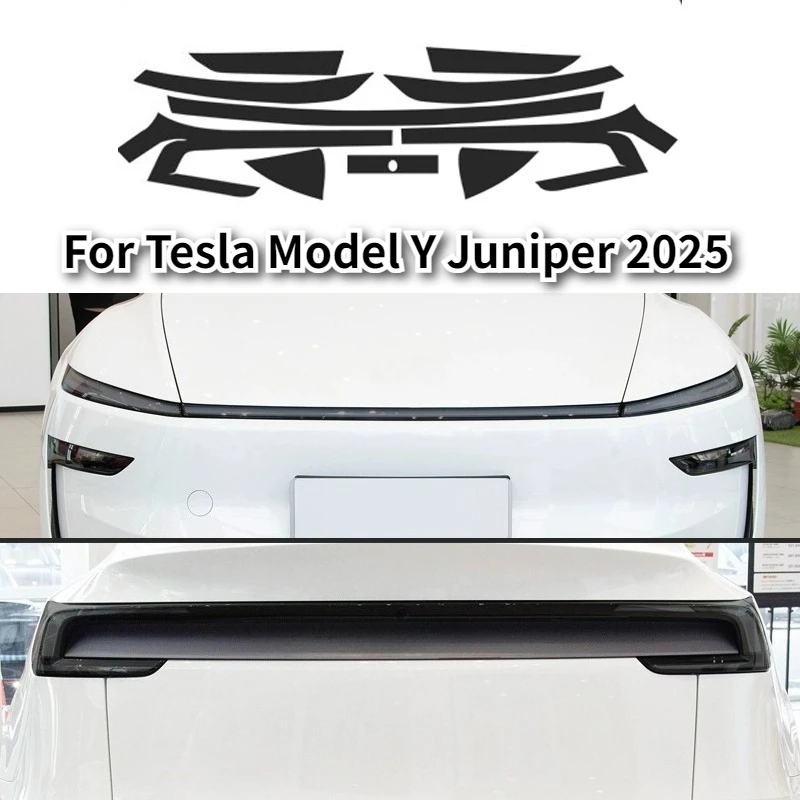

For Tesla Model Y Juniper 2025 TPU Headlights Film Transparent/Smoked Black Taillight Protective Film Car Exterior Accessories