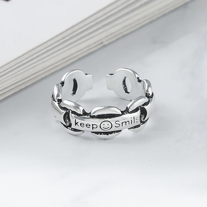 

PONYKISS 925 Sterling Silver Minimalist Irregular Geometric Opening Rings for Women Vintage Personality Fine Jewelry Accessories
