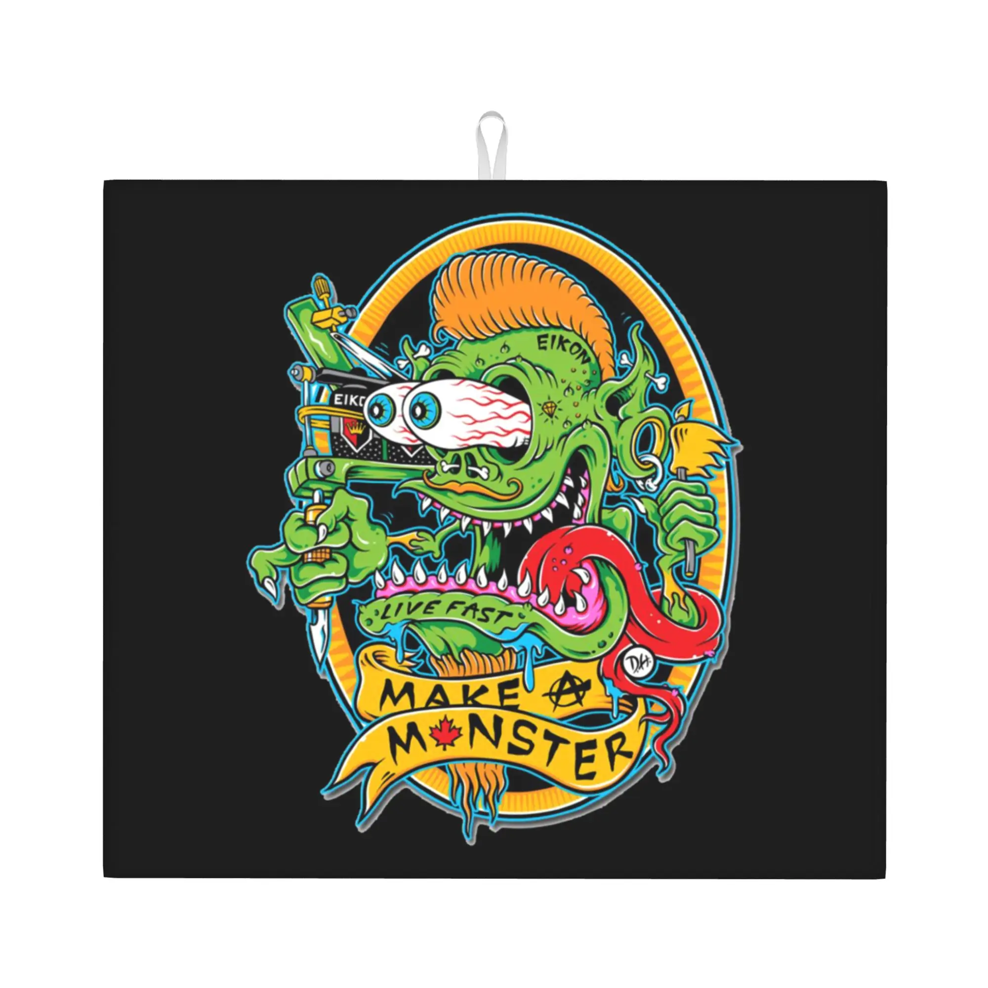 Drying Mat For Kitchen Rat Fink Animation Anime Cartoon Water Absorbent Waterproof On Slip Kitchen Counter Protector Mat