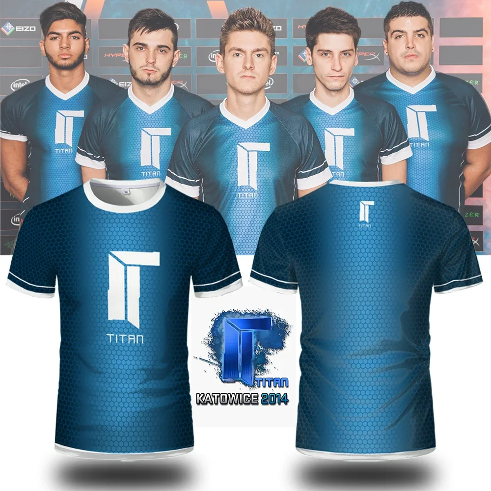 CSGO Titan Esports Club الفانيلة المشجعين التذكارية تنفس عادية س الرقبة تي شيرت للرجال والنساء CS2 برو الدوري الزي الرسمي #1