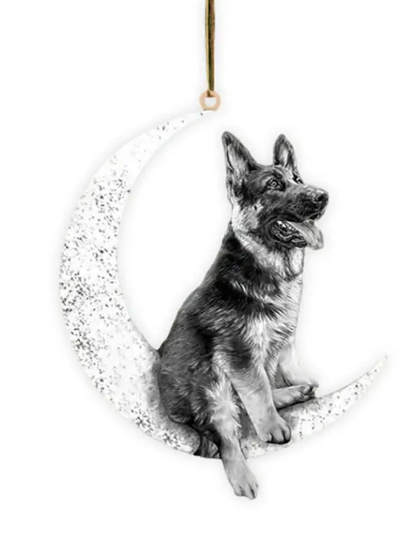 Animal Ornaments Animal Pendant Dog Sit On The Moon Dog Pattern Rope Design Pendant Cute And Durable Perfect For Christmas Tree