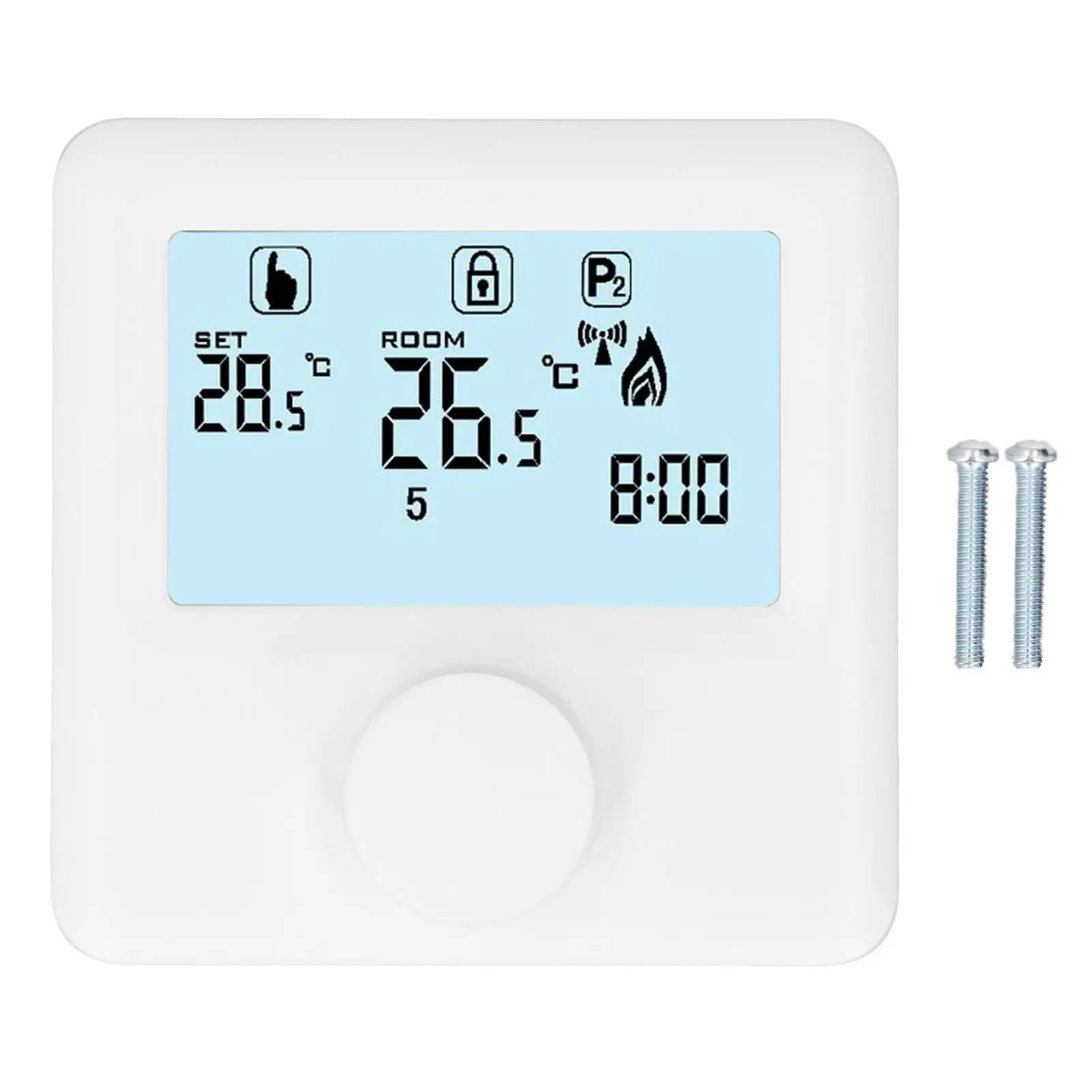 

Programmable LCD Digital Temperature Controller Thermostat for boiler 30-230VDC - White Display