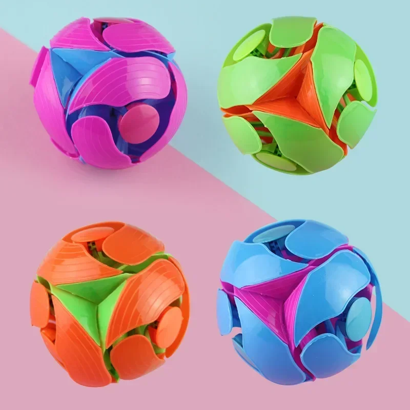 2 Piece Children Educational Games  Hand Throwing Ball Telescopic Ball One Ball Two-Color Hand Throwing Color Changing Toy