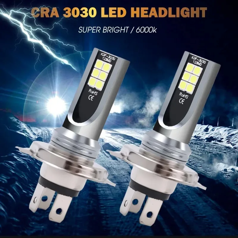 H7/H4 LED Headlight Bulbs High Low Beam Super White Lights Car Fog Lights Auto DRL LED COB 6500K-7500K 24W Lamps