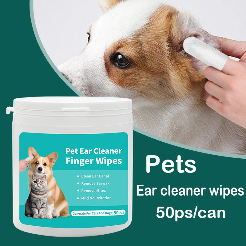 Productos de limpieza para mascotas, toallitas para el cuidado de las orejas, eliminación de ácaros de las orejas de gatos y perros, productos para mascotas