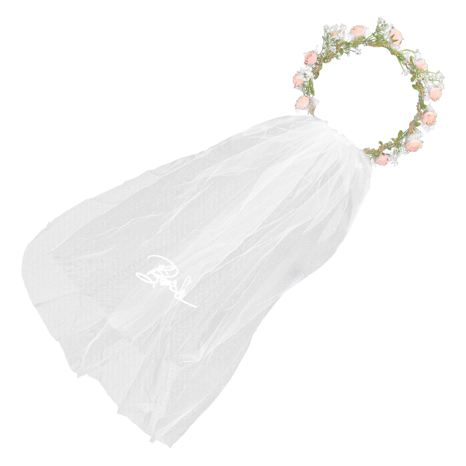 

Veil Garland Floral White Wedding Dress Flower Hair Accessories Crown Headband Artificial Bohemia Child