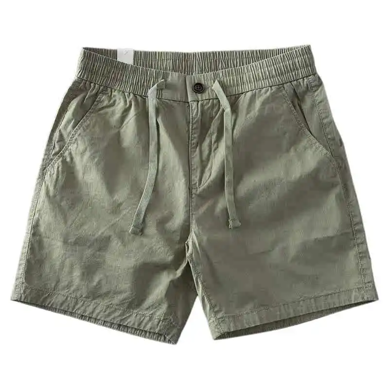 2025 夏の新日本レトロ織り弾性ウエストショーツメンズシンプルなファッション綿 100% 洗浄カジュアルストレート 4 点パンツ